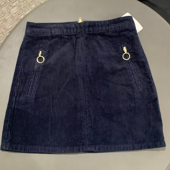 NWT Forever 21 Corduroy Blue Mink Skirt two pockets gold zip rings size small - Picture 1 of 6